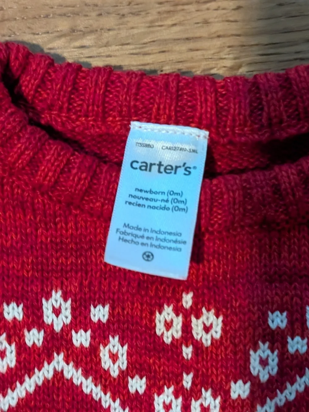 Carter's Newborn Red Reindeer Knit Sweater Set